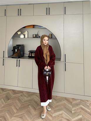 Marsel Angora Uzun Hırka Bordo