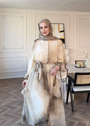 Maura Kat Kat Şifon Elbise Haki (5717)