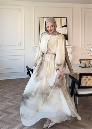 Maura Kat Kat Şifon Elbise Haki (5717)