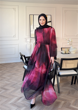 Maura Kat Kat Şifon elbise Pembe (5717)