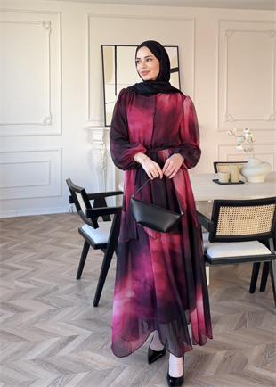 Maura Kat Kat Şifon elbise Pembe (5717)