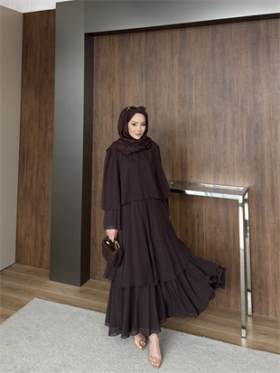 Maylo Kat Kat Şifon Etekli Takım Acı Kahve (5721)