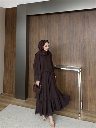 Maylo Kat Kat Şifon Etekli Takım Acı Kahve (5721)