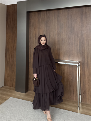 Maylo Kat Kat Şifon Etekli Takım Acı Kahve (5721)