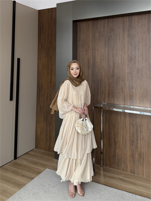 Maylo Kat Kat Şifon Etekli Takım Bej (5721)