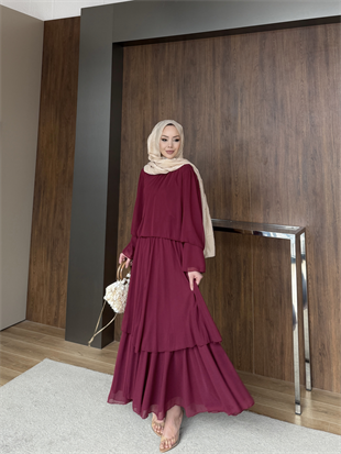 Maylo Kat Kat Şifon Etekli Takım Bordo (5721)