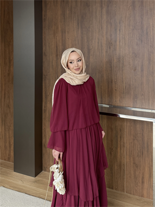 Maylo Kat Kat Şifon Etekli Takım Bordo (5721)