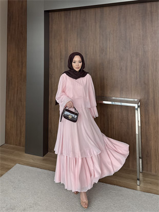 Maylo Kat Kat Şifon Etekli Takım Pembe (5721)