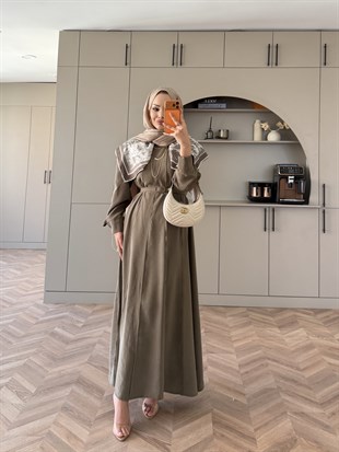 Mehrab Modal Elbise Haki (3018)