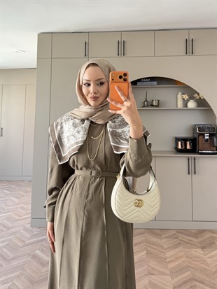 Mehrab Modal Elbise Haki (3018)