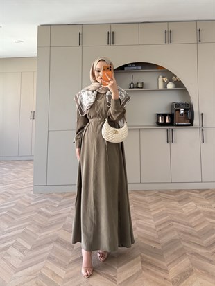 Mehrab Modal Elbise Haki (3018)