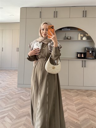 Mehrab Modal Elbise Haki (3018)