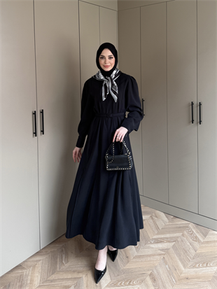 Mehrab Modal Elbise Siyah (3018)