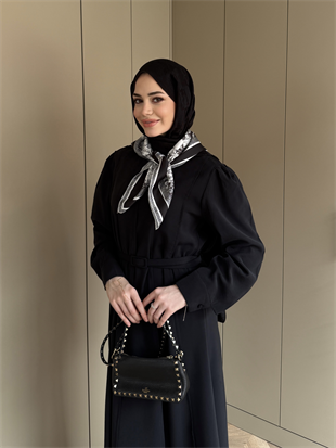 Mehrab Modal Elbise Siyah (3018)