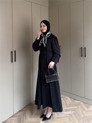 Mehrab Modal Elbise Siyah (3018)