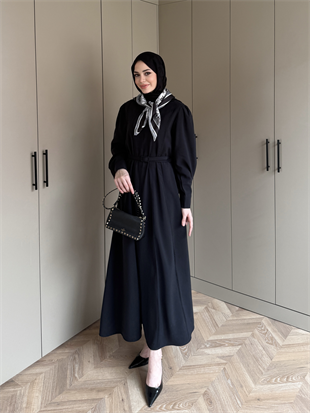 Mehrab Modal Elbise Siyah (3018)