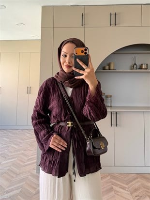 Mela Bürümcük Kimono\Gömlek Bordo (3095)