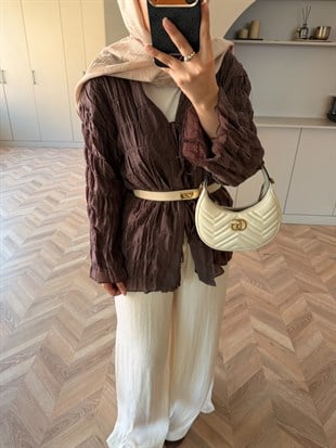 Mela Bürümcük Kimono\Gömlek Kahve (3095)