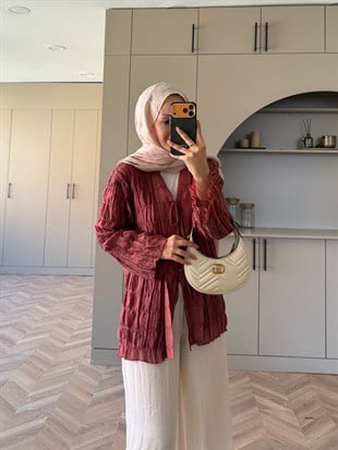 Mela Bürümcük Kimono\Gömlek Kiremit (3095)