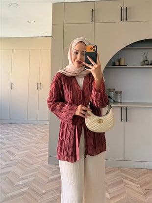 Mela Bürümcük Kimono\Gömlek Kiremit (3095)
