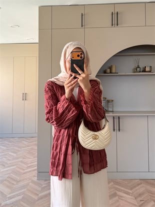 Mela Bürümcük Kimono\Gömlek Kiremit (3095)