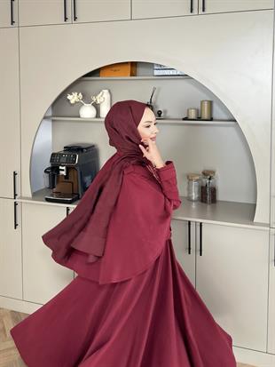 Mela Tensel Etekli Takım Bordo