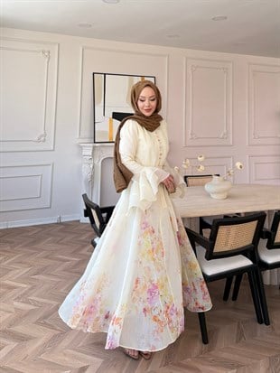Melis Asimetrik Tül Elbise Sarı (26164)