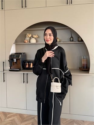 Melora Fermuarlı Eşofman Takım Siyah (4567)