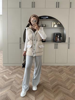 Mercy Şişme Yelek Krem