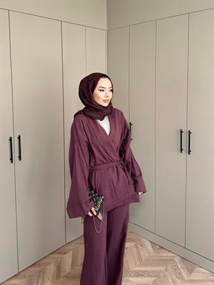 Mery Keten Takım Mürdüm