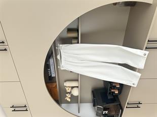 Metal Toka Detaylı Scuba Pantolon Beyaz