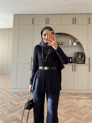 Miguel Pileli Kot Pantolonlu Takım Lacivert (4438)