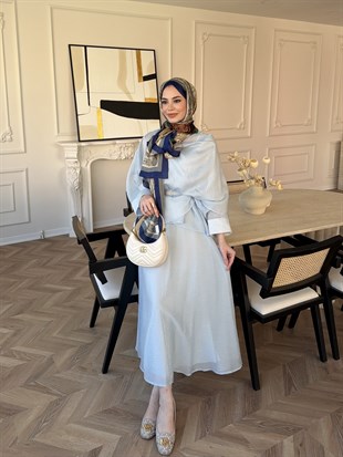 Milano Asimetrik Kesim Etekli Takım Bebe Mavisi (3031)
