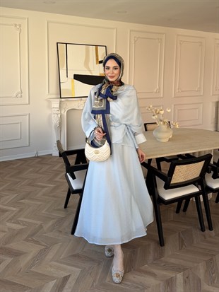 Milano Asimetrik Kesim Etekli Takım Bebe Mavisi (3031)