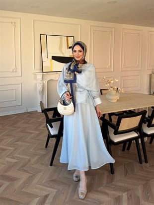 Milano Asimetrik Kesim Etekli Takım Bebe Mavisi (3031)