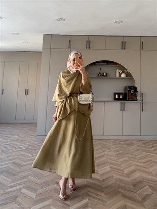 Milano Asimetrik Kesim Etekli Takım Haki (3031)