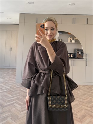 Milano Asimetrik Kesim Etekli Takım Kahve (3031)