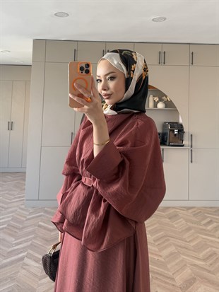 Milano Asimetrik Kesim Etekli Takım Kiremit (3031)