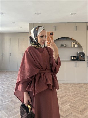 Milano Asimetrik Kesim Etekli Takım Kiremit (3031)