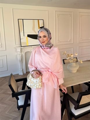 Milano Asimetrik Kesim Etekli Takım Pembe (3031)