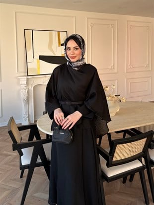 Milano Asimetrik Kesim Etekli Takım Siyah (3031)