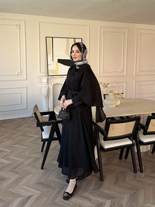 Milano Asimetrik Kesim Etekli Takım Siyah (3031)