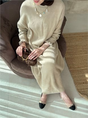 Milenyum Triko Elbise Bej (2914)