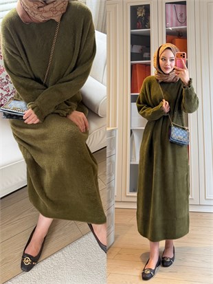 Milenyum Angora Elbise Haki (2914)