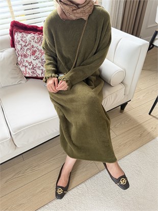 Milenyum Angora Elbise Haki (2914)