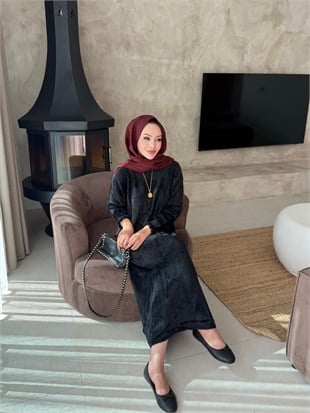 Milenyum Triko Elbise Siyah (2914)