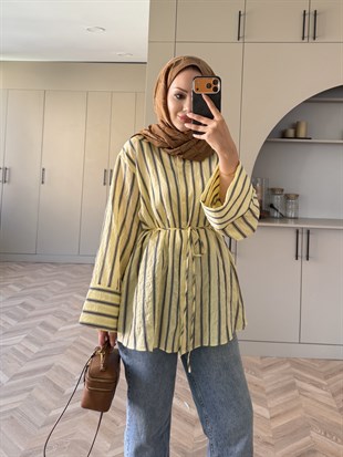 Mina Çizgili Gömlek Butteryellow (4423)