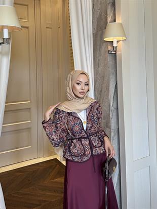 Mina Jakar Ceket Bordo