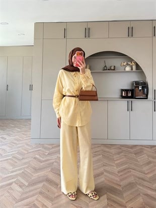 Miori Keten Pantolonlu Takım Butteryellow (3146)