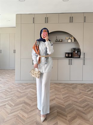 Miori Keten Pantolonlu Takım Mavi (3146)